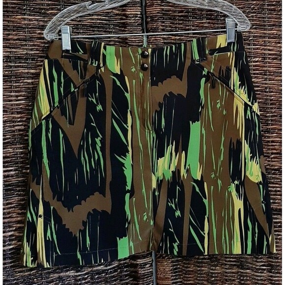 Jamie Sadock Golf Skort 8 Black Brown Neon Green Skirt Attached Bike Shorts - Picture 1 of 9